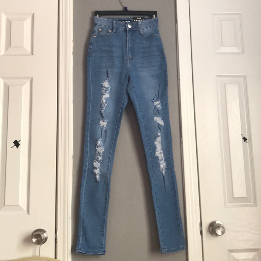 high rise ripped fashion nova jeans